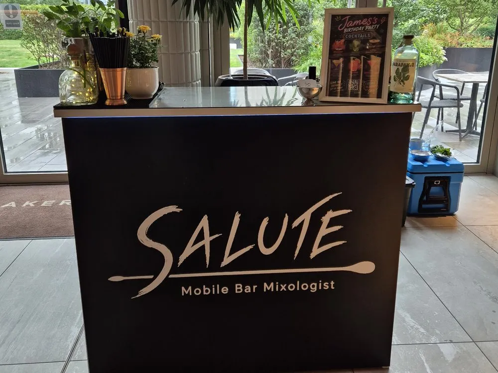 The Salute mobile bar unit set up at an event, ready for service
